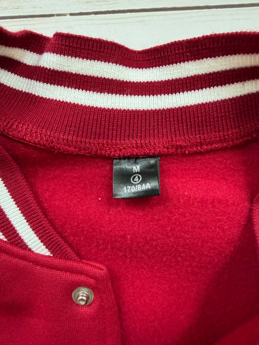 Red Varsity Jacket Women Size M Snap Front Bomber Letterman Style - Picture 5 of 9